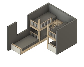 Five Twin Bunk Bed Layout DIY Build Plans
