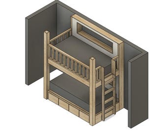 Doppel-Etagenbett DIY-Baupläne: Regale und Schubladen - Imperial/Metrisch