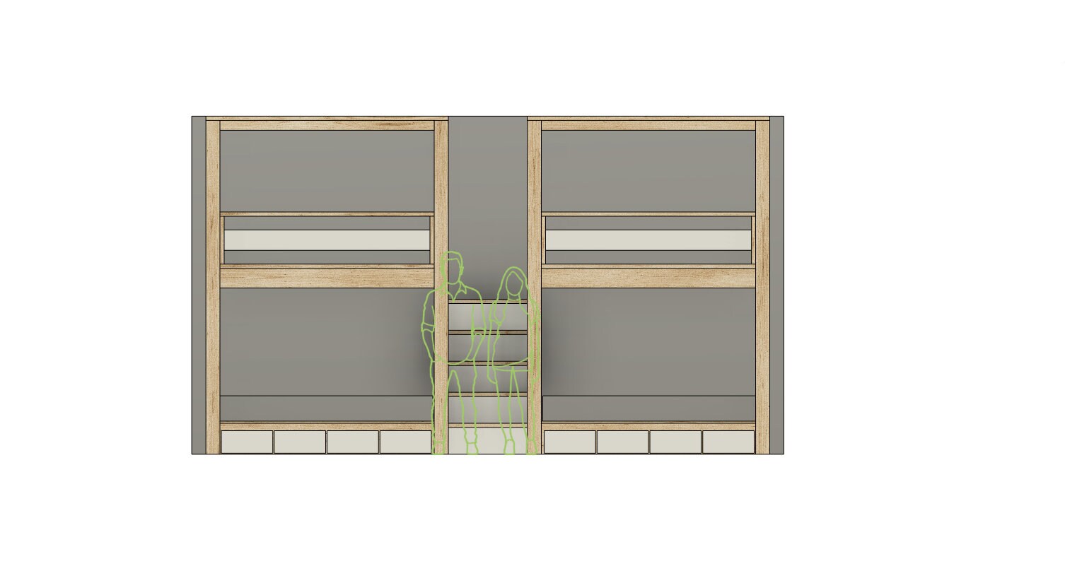 Queen Quad Bunk Bed DIY Build Plans: With Stairs & Storage - Etsy