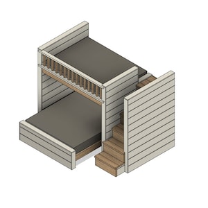 DIY Build Plans - Split Bunk Bed with Stairs - Full upper, Queen lower - Plan #048