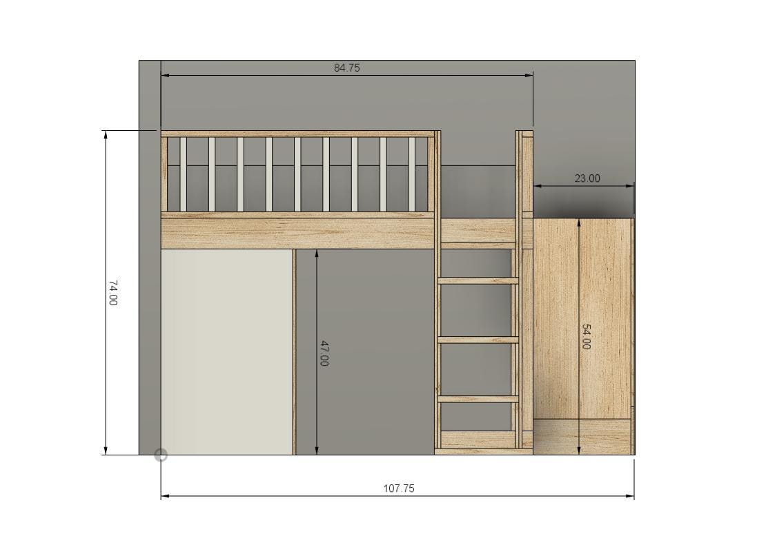 Queen Loft Bed DIY Build Plans: With Stairs, Ladder & Under Shelf ...