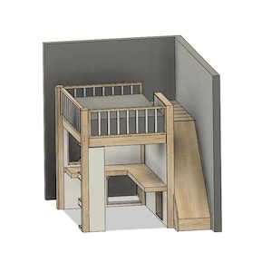 Full Size Loft Bed With Stairs, Slide & Desk - DIY Build Plans - Etsy