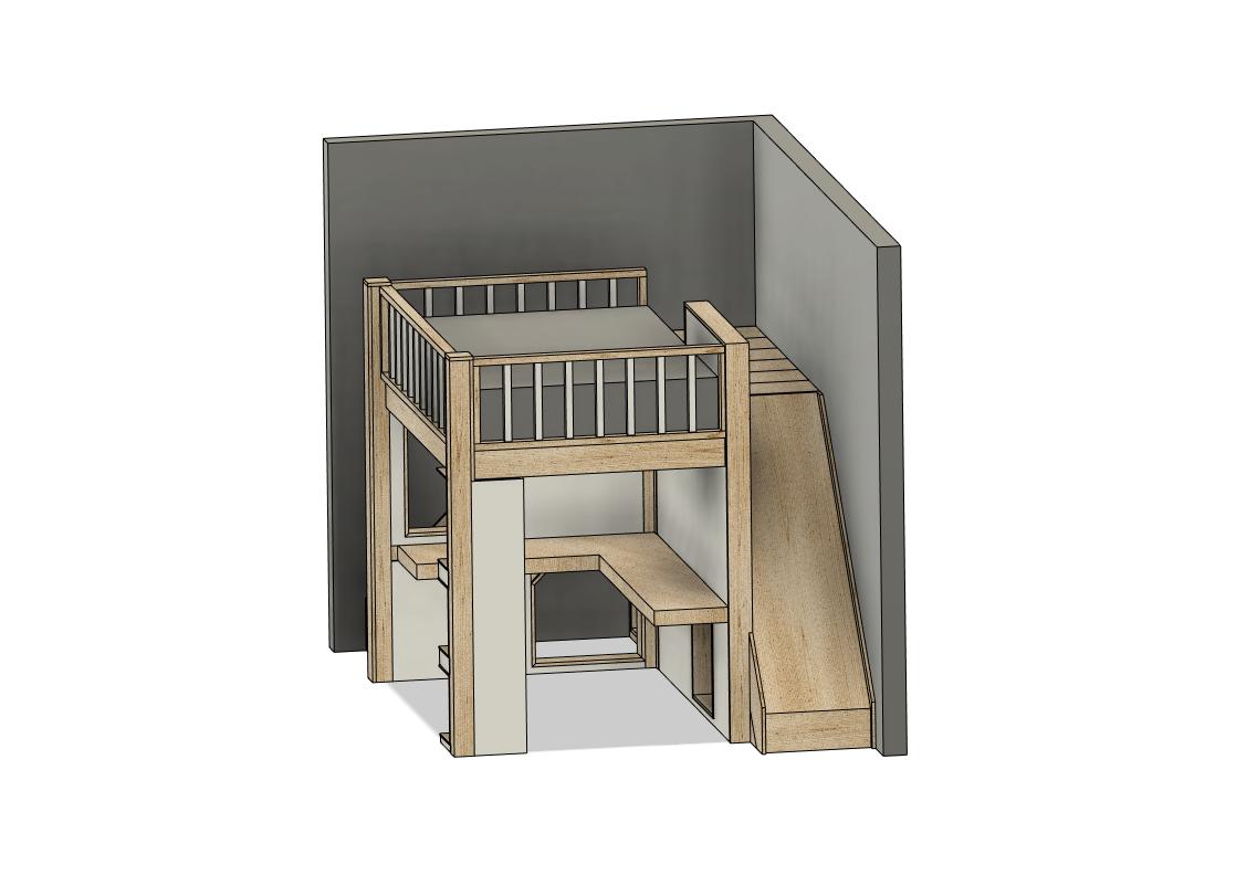 Full Size Loft Bed With Stairs, Slide & Desk - DIY Build Plans - Etsy