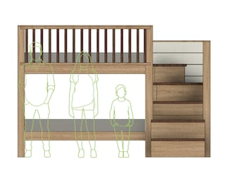 DIY Build Plan - Twin Bunk Bed with Stairs - Plan #024