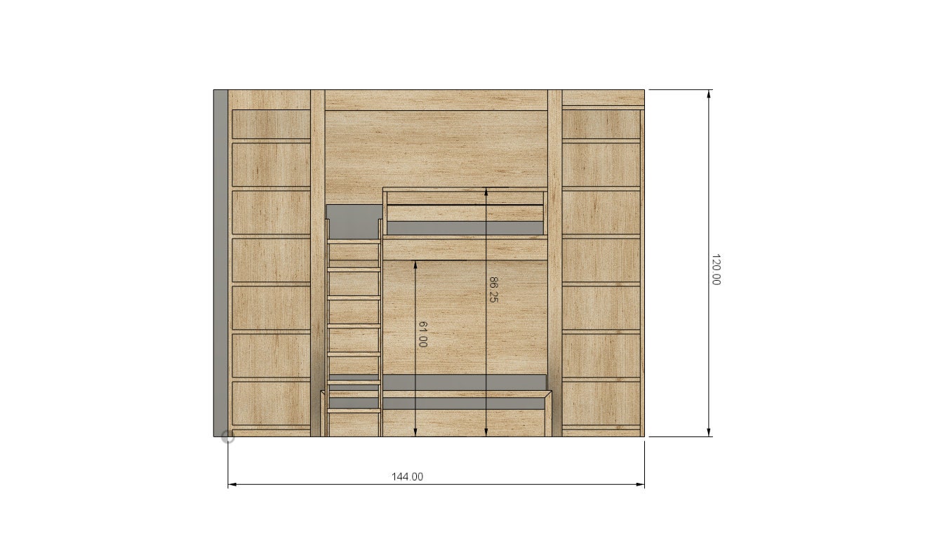 Full Over King Bunk Bed DIY Build Plans: With Shelves & Drawers - Etsy