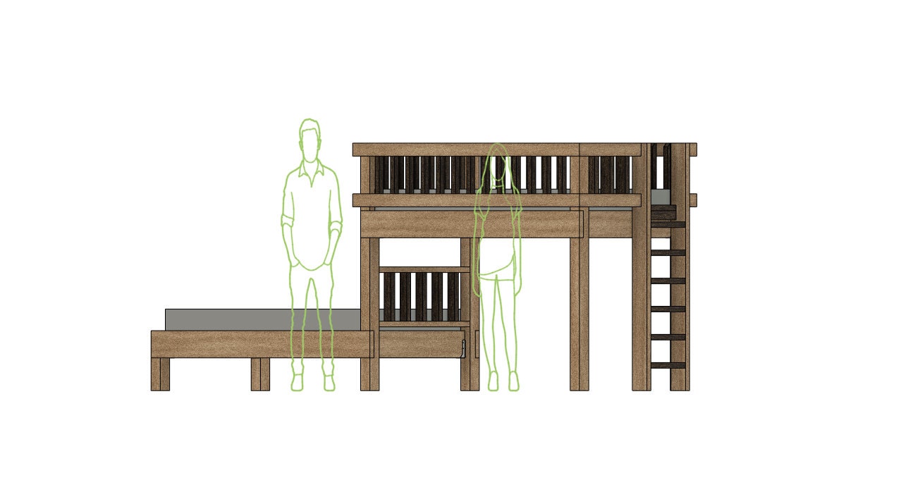 DIY Build Plans Twin Offset Bunk Bed Double Twin Loft and Bed Plan 086