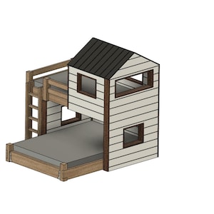 DIY Build Plans - Split Fort Bunk Bed - Upper Twin/Lower Full - Plan #050