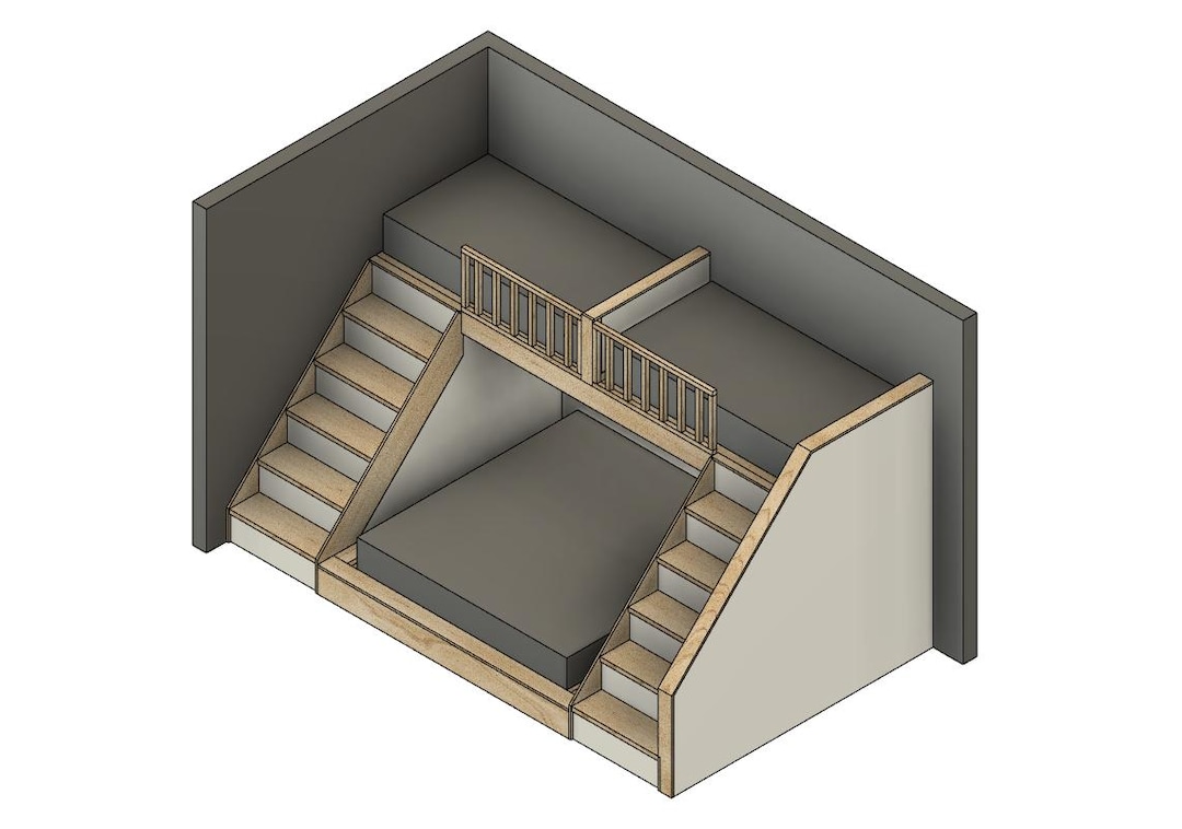 Twin Over King Bunk Bed With Stairs - DIY Build Plans - Etsy
