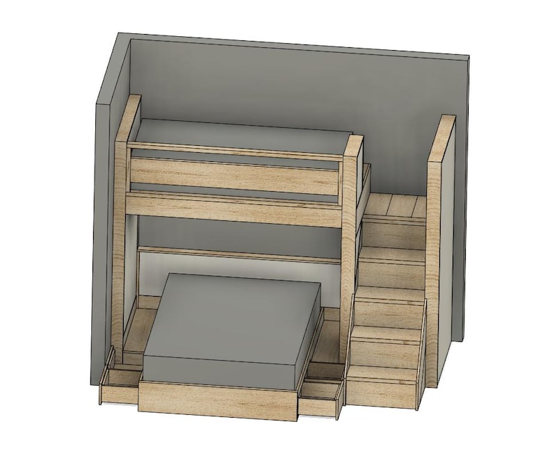 DIY Build Plans - Split Bunk Bed With Stairs - Twin Upper, Full Lower ...