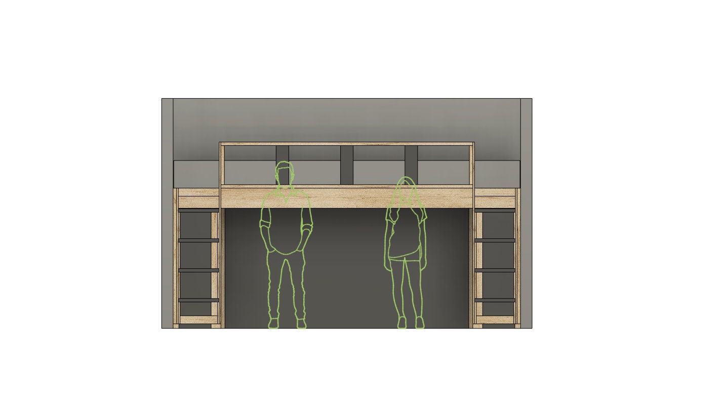 Double Twin Loft Bed DIY Build Plans With Shelves & Ladders - Etsy