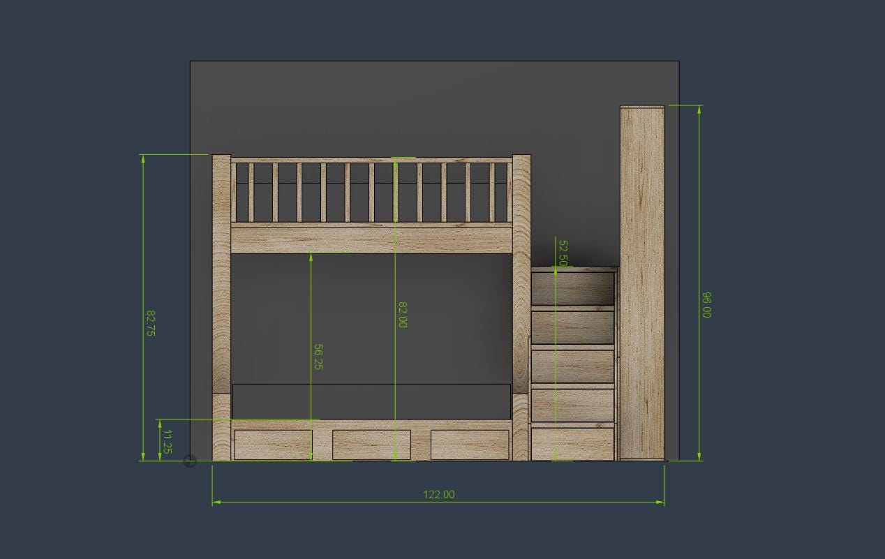 Twin Over Full Bunk Bed With Storage - DIY Build Plan #238 - Etsy