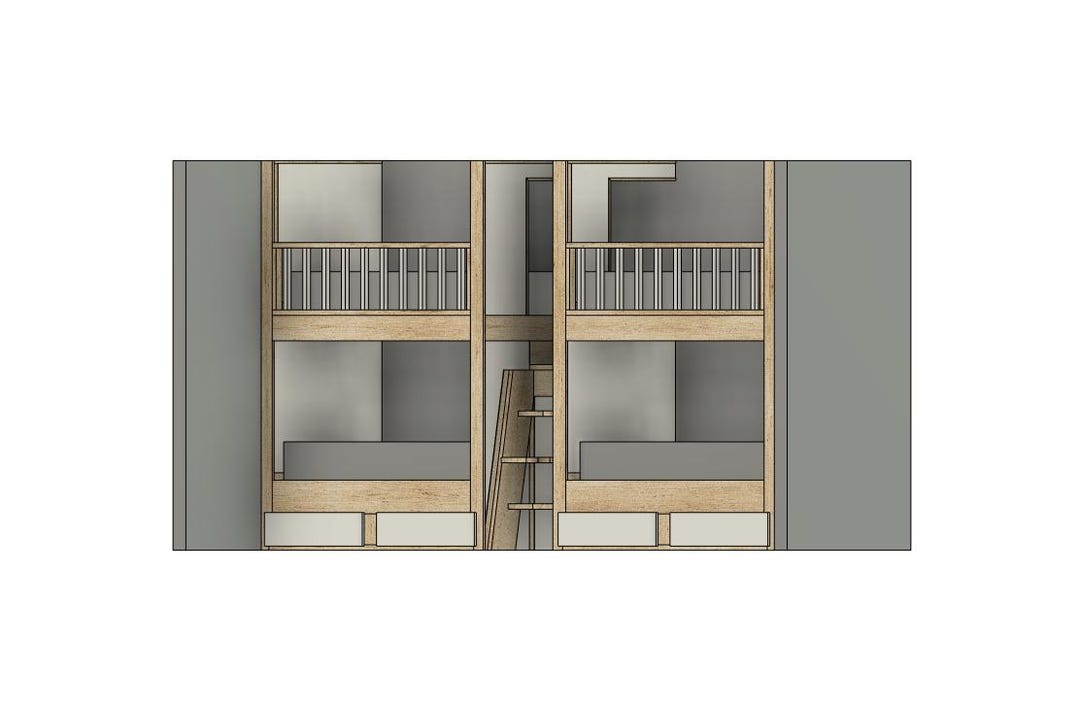 Quad Twin Bunk Bed With Storage Drawers - DIY Build Plans - Etsy