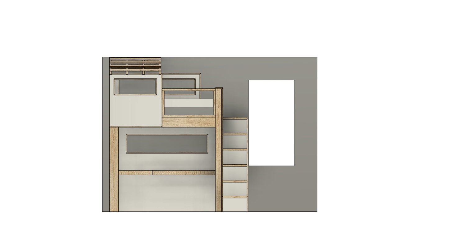 Twin Loft Bed DIY Build Plans: Fort Style With Desk & Stairs - Etsy