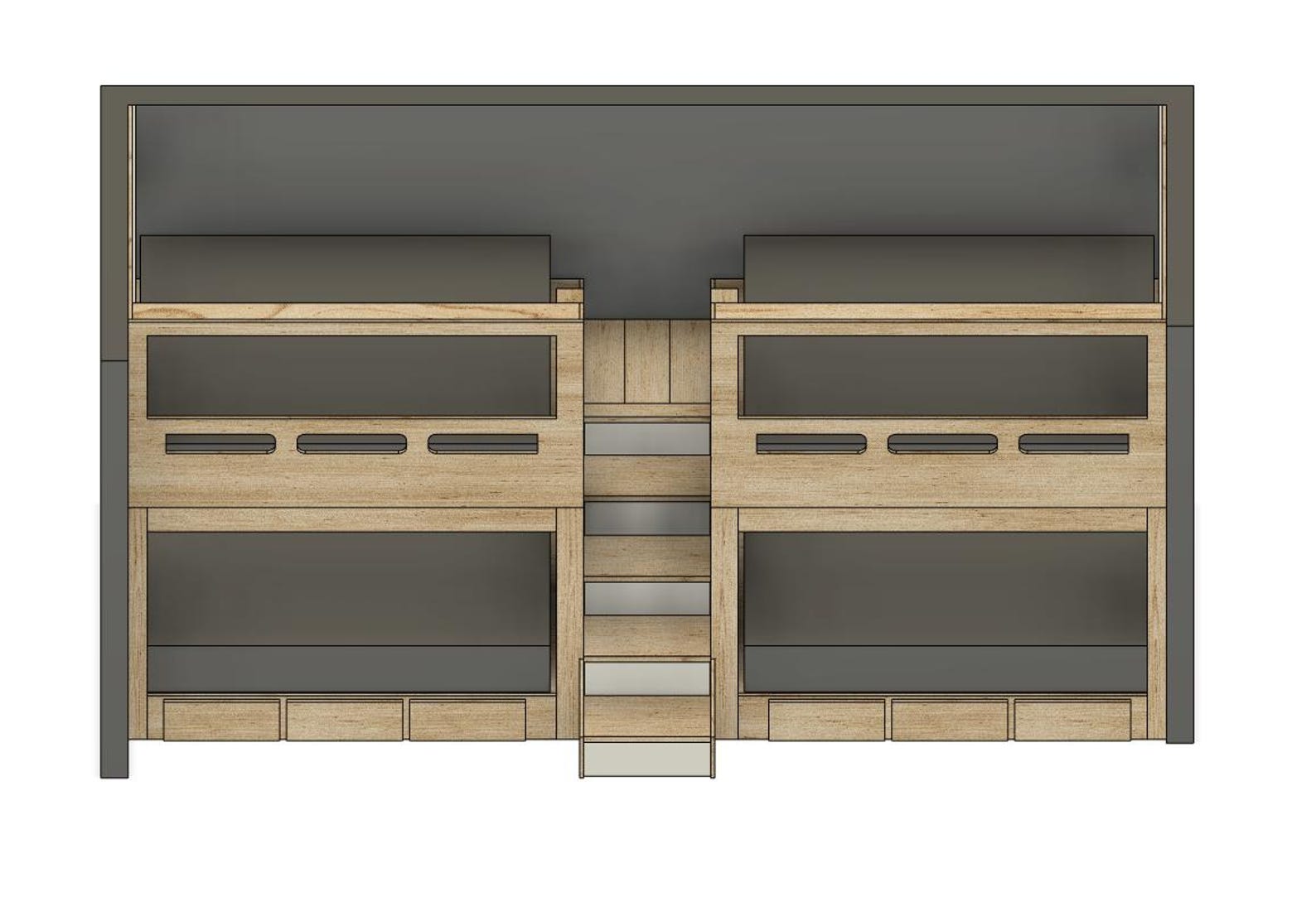 Quad Full Bunk Bed With Stairs & Storage Drawers - DIY Build Plans - Etsy