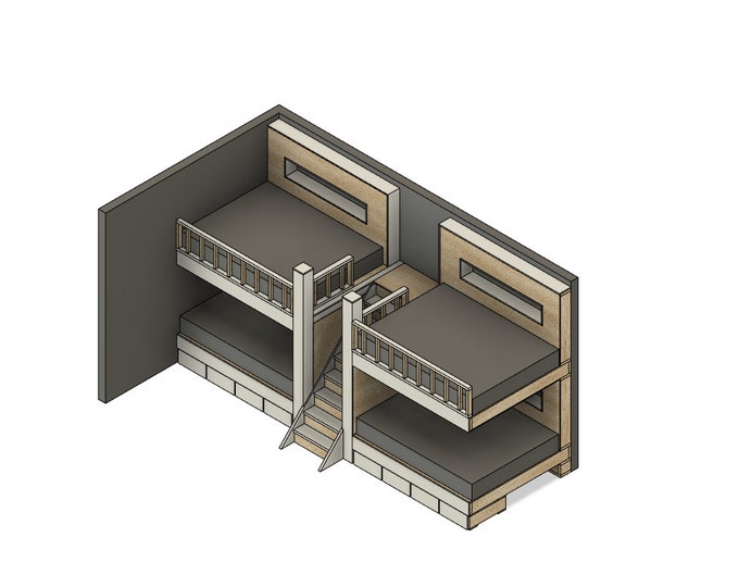 DIY Build Plans - Split Bunk Bed With Stairs - Full Upper, Queen Lower ...