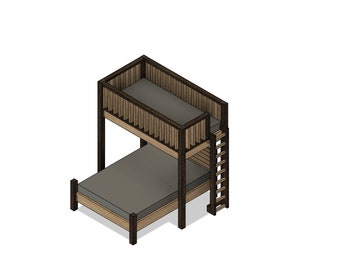 DIY Build Plans - Split Bunk Bed - Twin Bed Loft and Full Lower - Plan #047