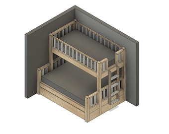 Twin XL over Queen Bunk Bed with Full Trundle - DIY Build Plans - Plan #206