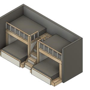 Full/Queen Quad Bunk Bed with Stairs - DIY Build Plans