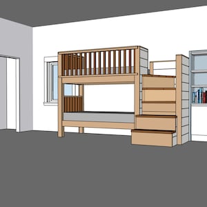 DIY Build Plan - Twin Bunk Bed With Stairs - Plan #024 - Etsy