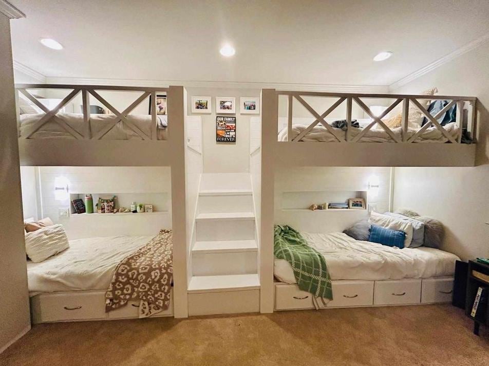 Twin XL Quad Bunk Bed With Stairs & Storage - DIY Build Plans - Etsy