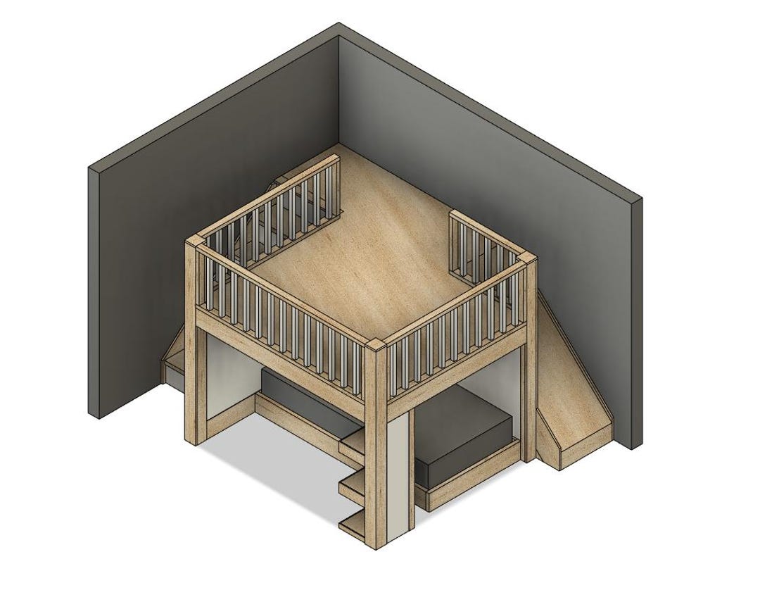 Twin Loft Bed With Stairs & Slide DIY Build Plans - Etsy