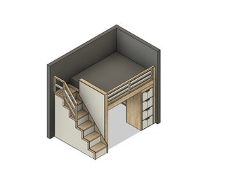 DIY Build Plans - Queen Loft with Stairs, Drawers and Desk - Metric Build Plans - Plan #095