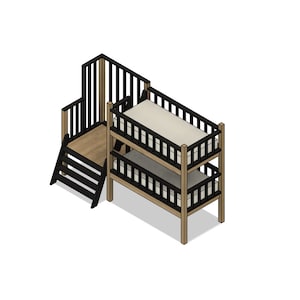 DIY Build Plans Elevated Bunk Bed Double Twin XL Bunk Bed Bunk Bed