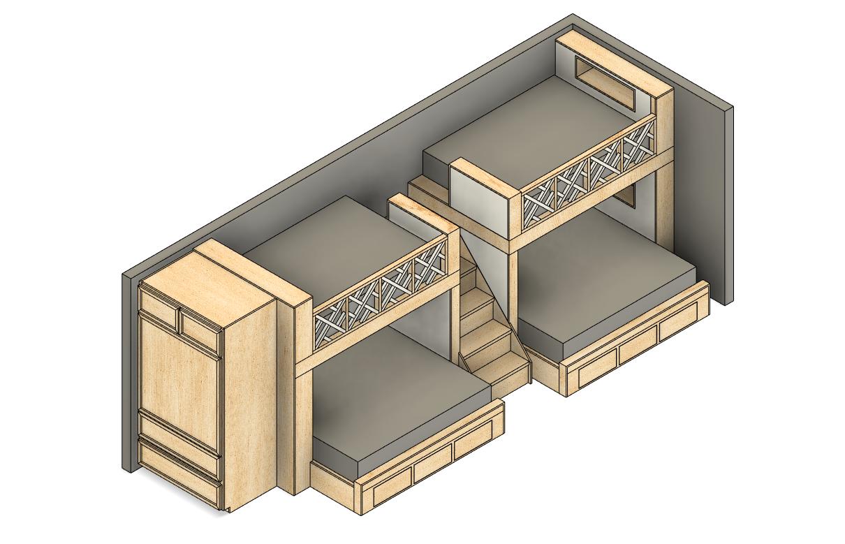 Quad Bunk Bed DIY Build Plans: Full Over King With Armoire & Storage - Etsy