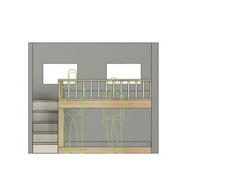 Full over Full Bunk Bed with Stairs & Storage - DIY Build Plans