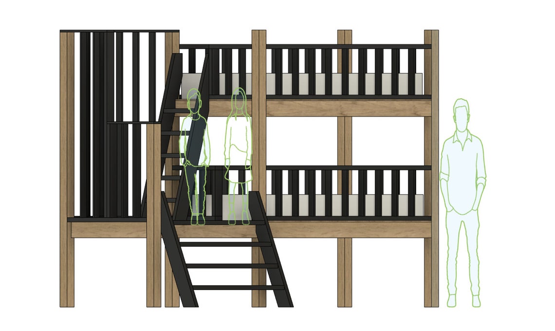 DIY Build Plans Elevated Bunk Bed Double Twin XL Bunk Bed Etsy