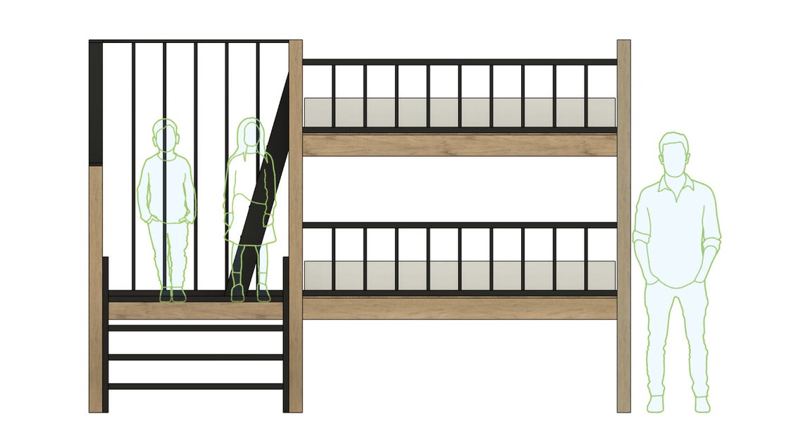 DIY Build Plans Elevated Bunk Bed Double Twin XL Bunk Bed Etsy