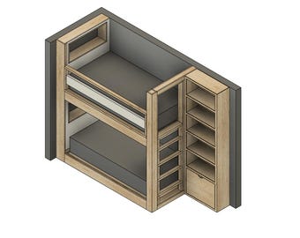 Twin Bunk Bed with Shelves DIY Build Plans