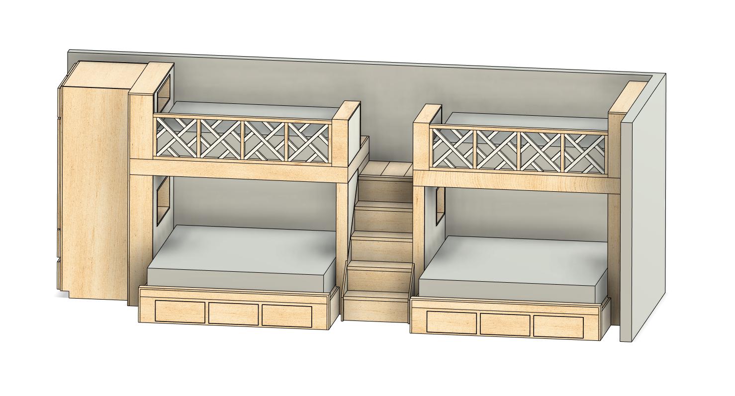 Quad Bunk Bed DIY Build Plans: Full Over King With Armoire & Storage - Etsy