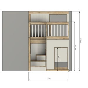 Full Loft Bed DIY Build Plans With Upper Playhouse & Stairs - Etsy