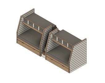 DIY Bunk Bed Build Plans: Twin Upper/Full Lower with Trundle (Plan #072)