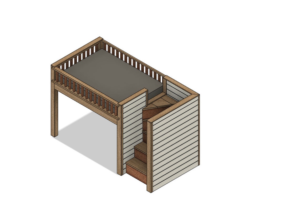 Full Loft Bed With Stairs DIY Build Plan (metric and Imperial ...