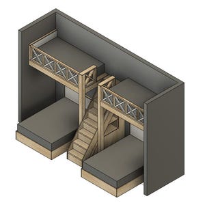 Quad Bunk Bed With Stairs - Twin Over Full Layout - DIY Build Plan ...