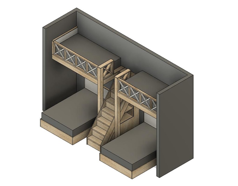 Quad Bunk Bed With Stairs - Twin Over Full Layout - DIY Build Plan ...