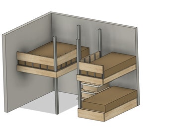 DIY Build Plans - Twin Bunk Bed/Queen Loft with Middle Staircase