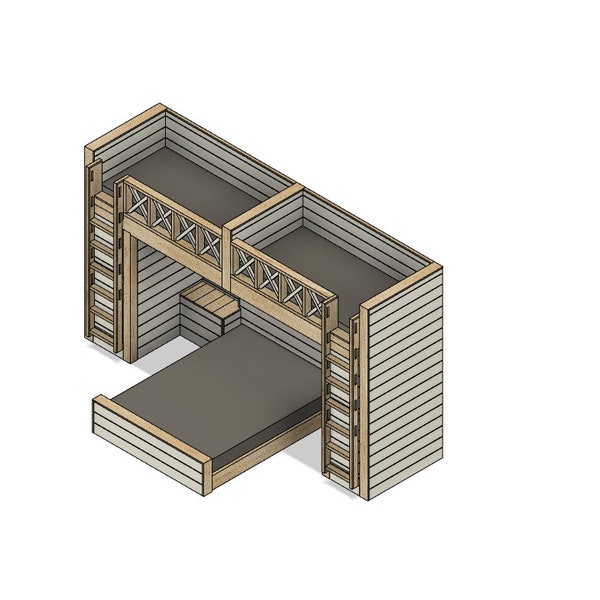 DIY Build Plans - Split Bunk Bed - Double Twin Upper/ Queen Lower - Plan #075