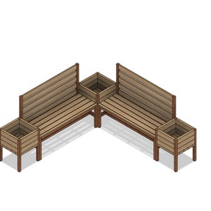 DIY Build Plans - Outdoor Corner Bench with Planter Boxes - Corner Bench - Patio Bench - Planter bench - Plan #038