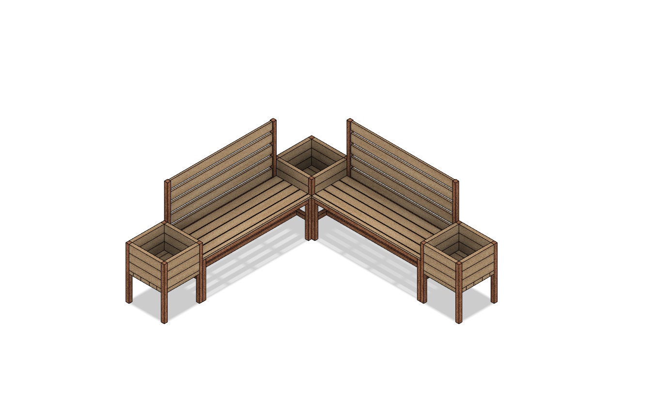 DIY Build Plans Outdoor Corner Bench With Planter Boxes Corner Bench Patio Bench Planter Bench Plan 038 Etsy
