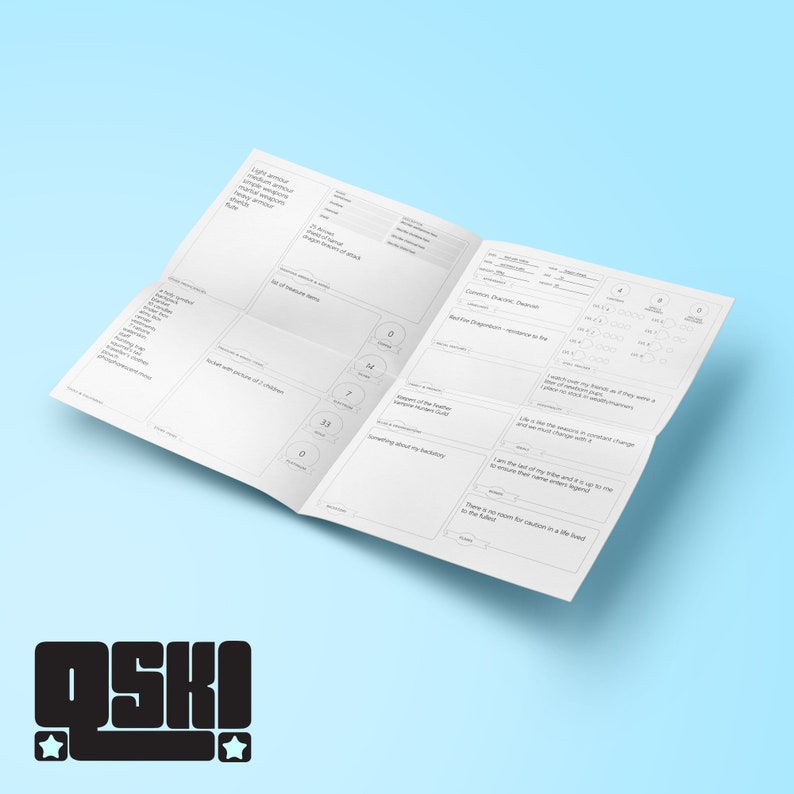 A5 Dnd 5E Character Sheet Fillable PDF - Print Double Sided and Fold ...