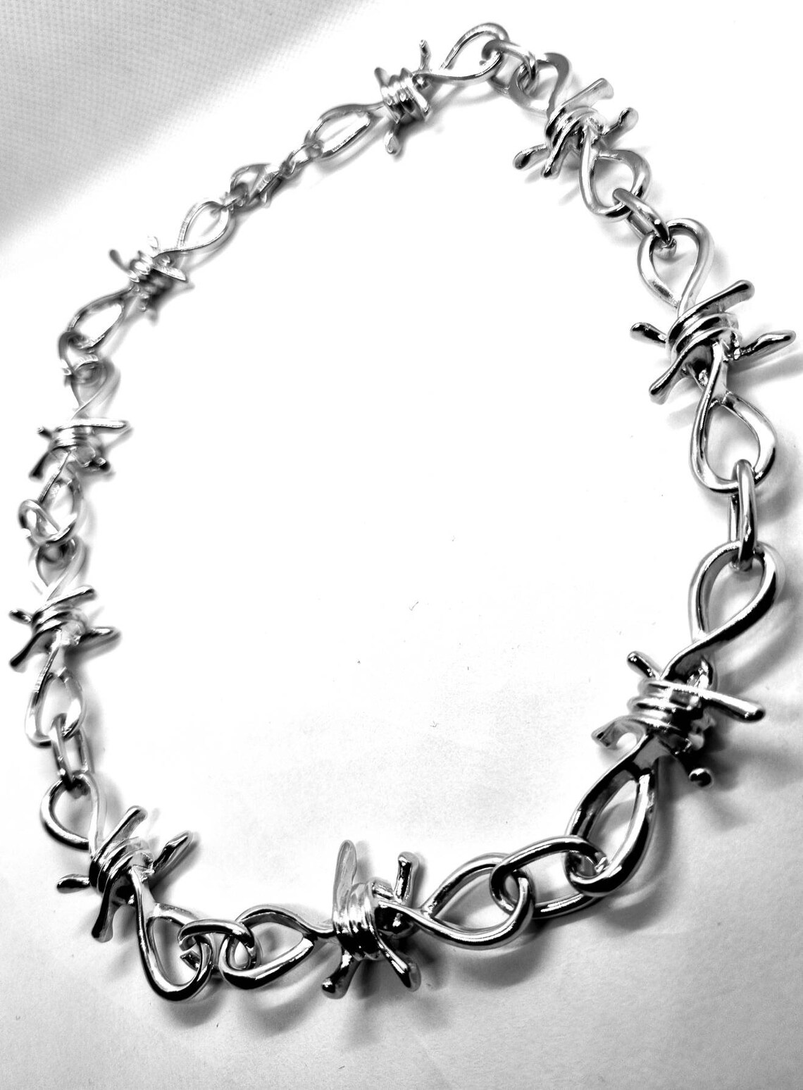 Barbed Wire Choker Stainless Steel Necklace Gothic Grunge | Etsy Stainless Steel Barbed Wire Necklace