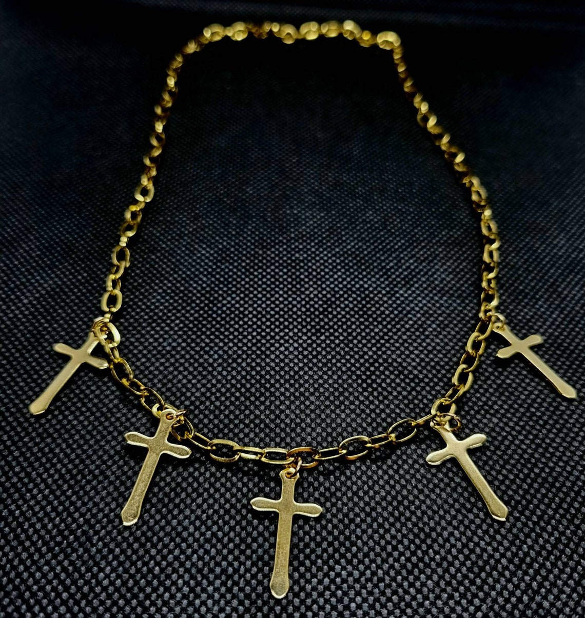 Paperclip Chain Cross Necklace Gold Stainless Steel Choker Etsy UK