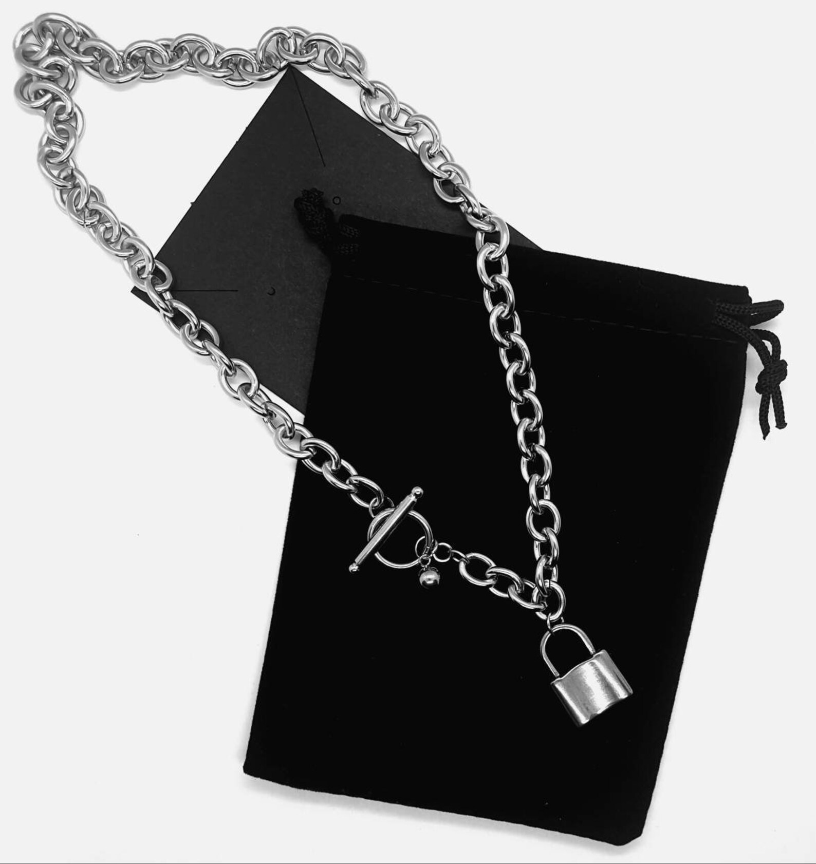 Padlock Chain Choker With Toggle Clasp Stainless Steel Etsy UK