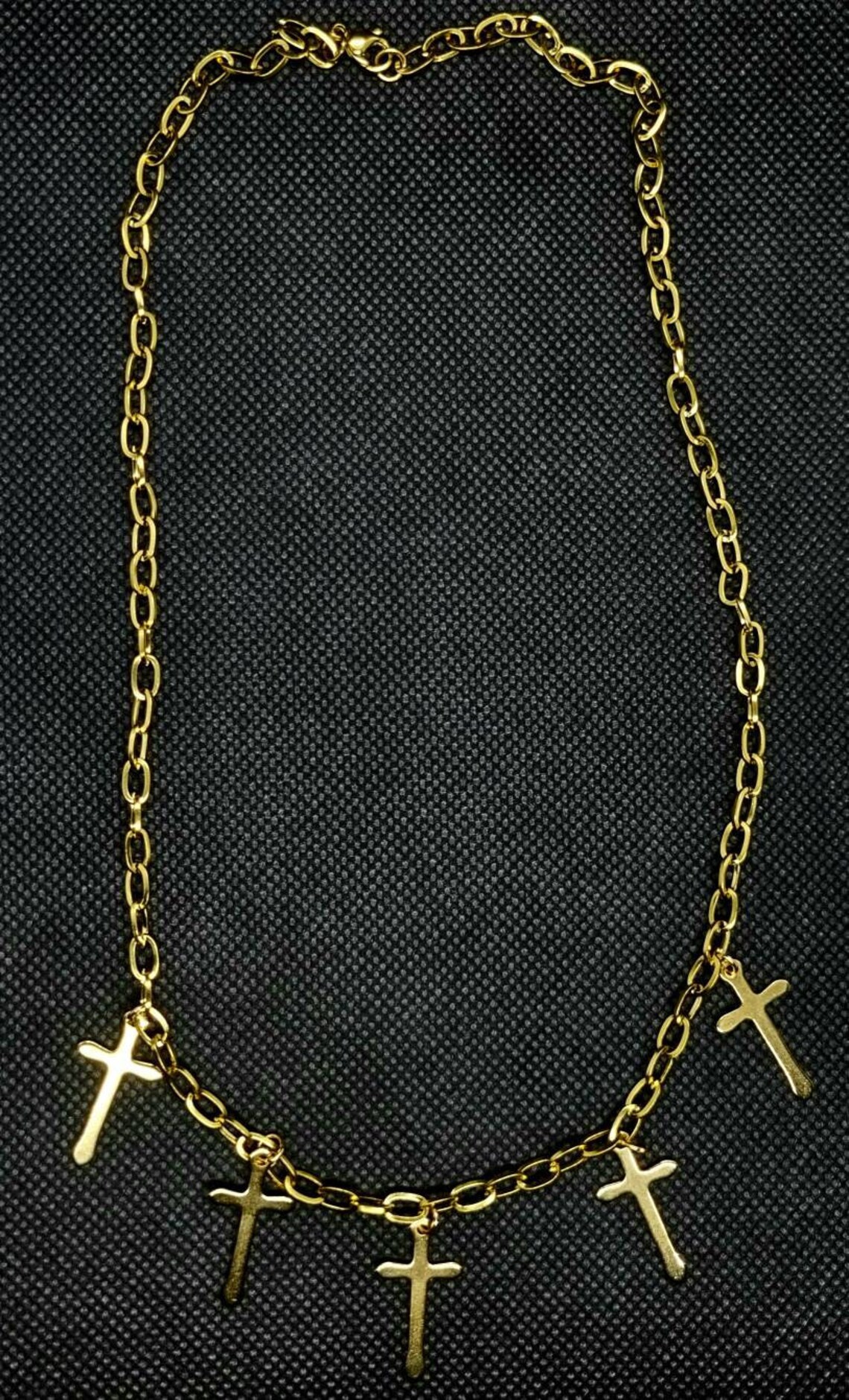 Paperclip Chain Cross Necklace Gold Stainless Steel Choker Etsy UK