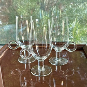 Set of 3 Toscany Footed Irish Coffee Mugs – Hot Chocolate Mugs, Clear Glass