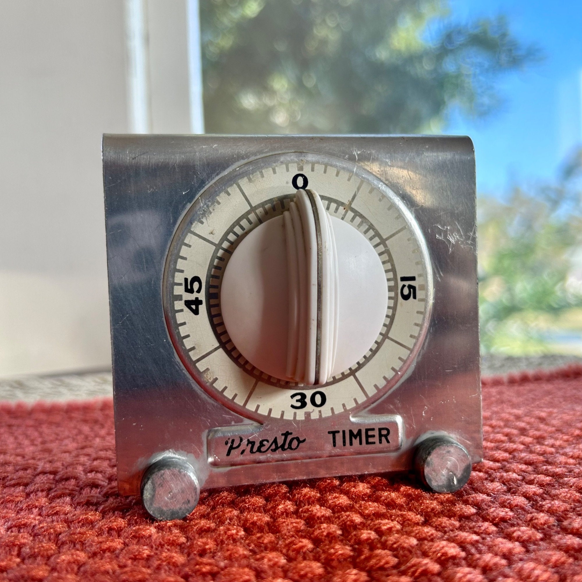 Vintage Mid Century Aluminum Presto Kitchen Timer by Lux Clock Mfg. Co. 