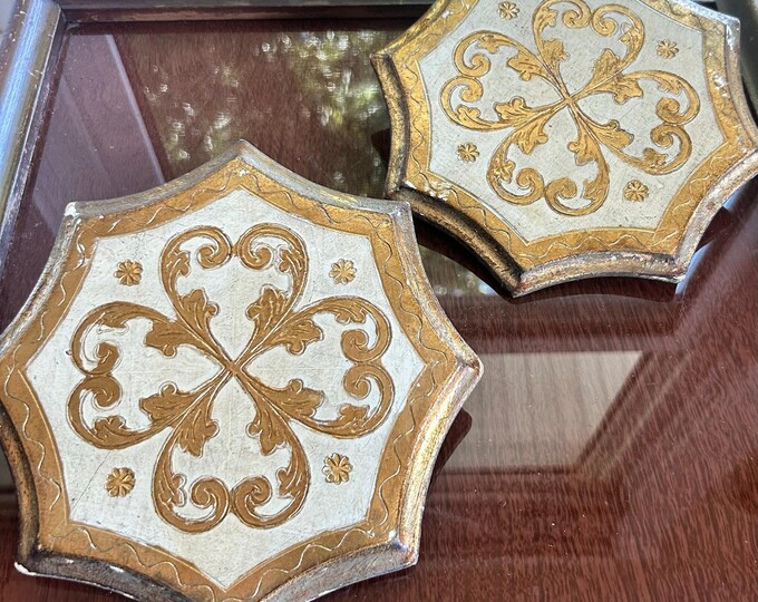 Vintage Italian Florentine Gold Octagon Wooden Wall Plaques – Set of 2 ...